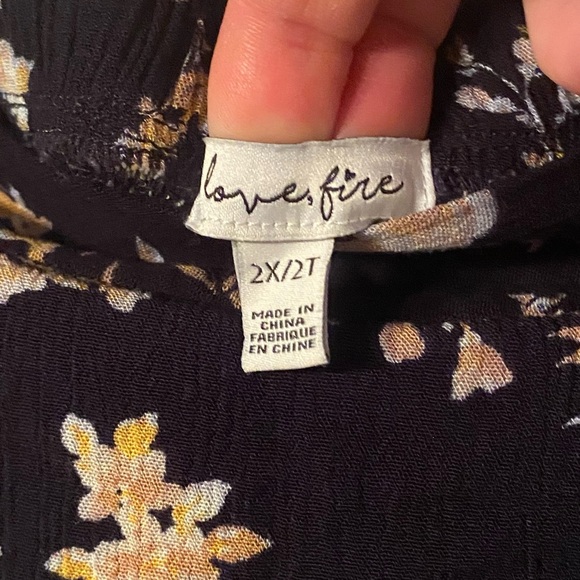 Love Fire Women’s Multicoloured Floral Viscose Swing Skirt Size 2 XL Midi Split - Picture 3 of 8